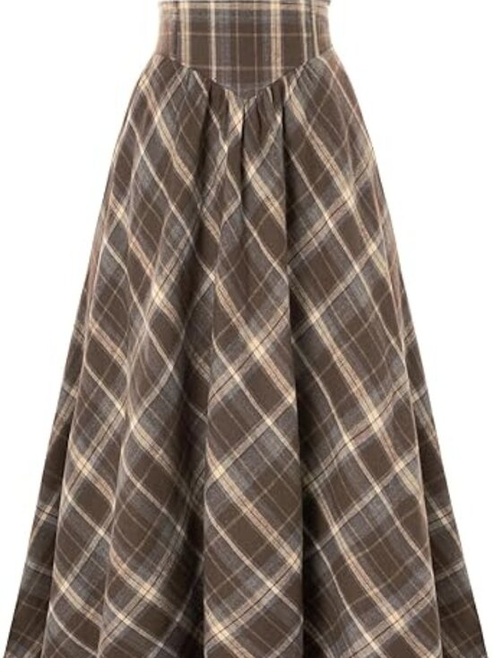 Scarlet Darkness Dresses & Skirts - Scarlet Darkness Plaid Skirt Renaissance Long Skirts Maxi Winter Skirt Coffee L
